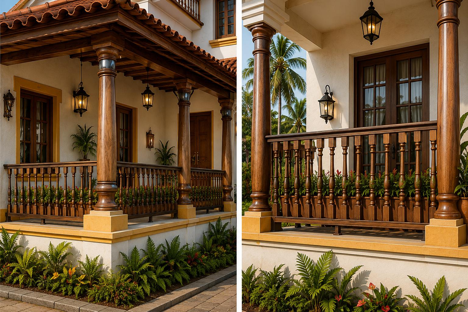 Casa Morjim &ndash; exterior view of the contemporary Goan residence with terracotta roof and deep verandah